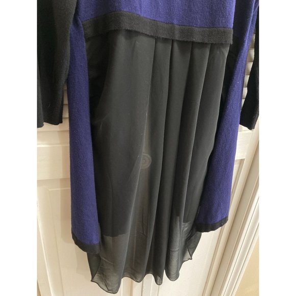 Patrizia Luca Milano Navy Open Front Cardigan Sweater Flowy Pleated Nylon Back - Picture 3 of 7